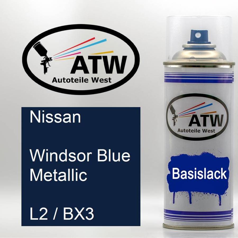 Nissan, Windsor Blue Metallic, L2 / BX3: 400ml Sprühdose, von ATW Autoteile West.